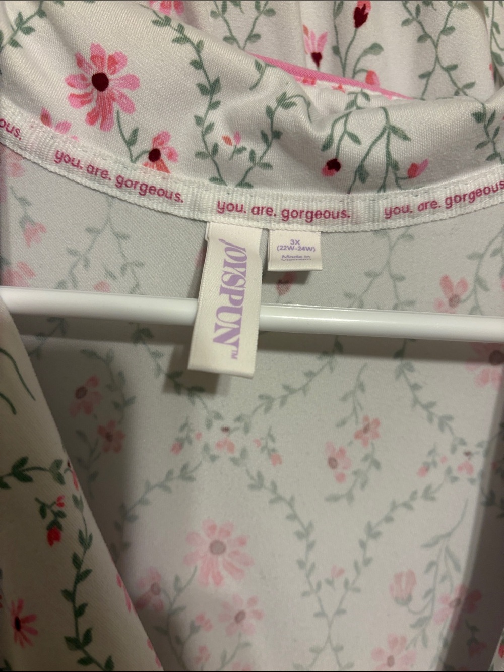 Floral Pink Piped Pajama Set - Picture 2 of 4